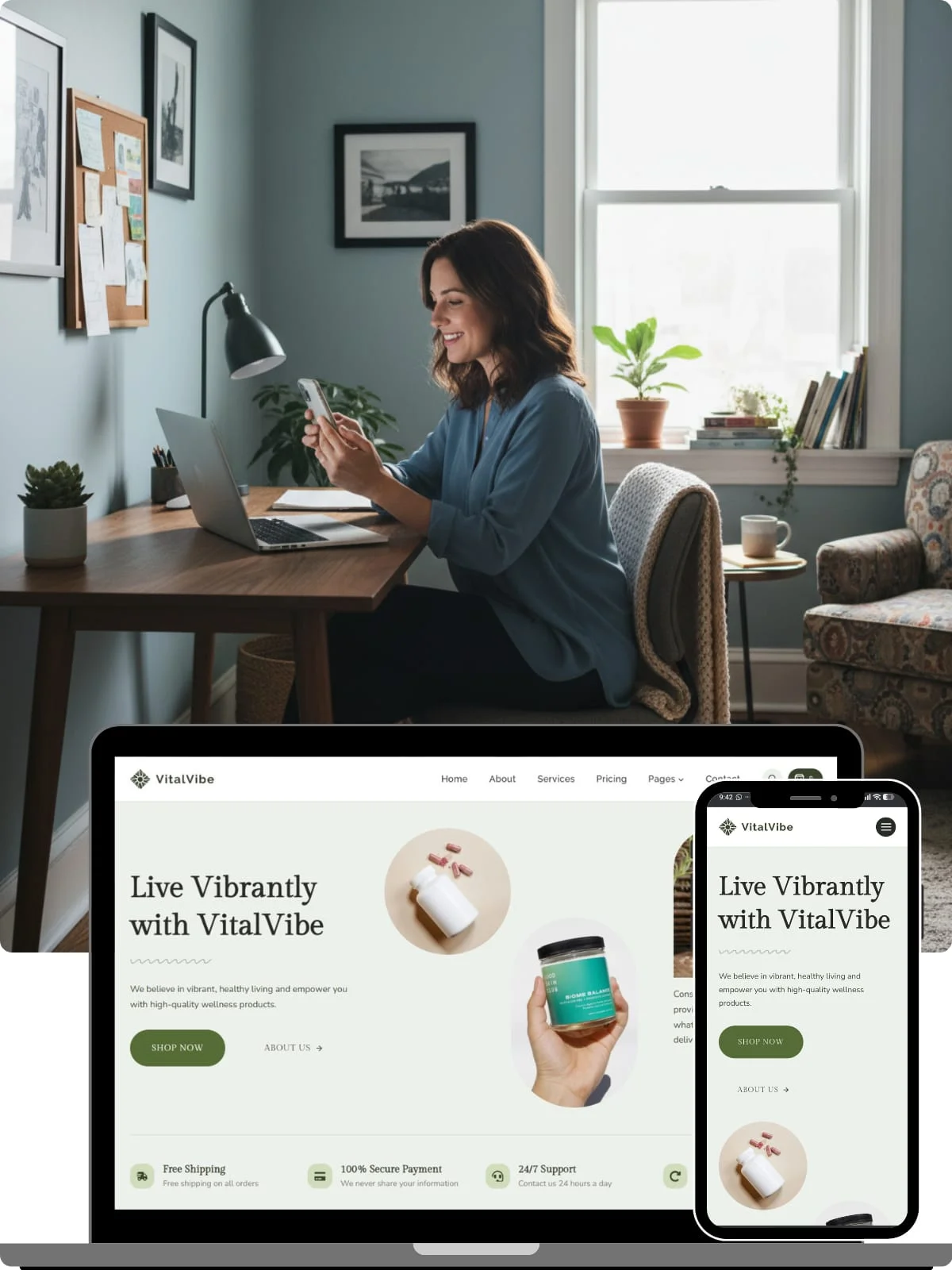 Mujer viendo ecommerce hecho por Sodecompany agencia de diseño web en medellin