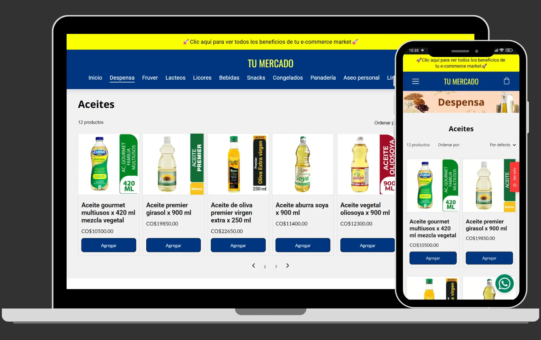 Ecommerce supermarket hecha por agencia de diseño web en medellin Sodecompany