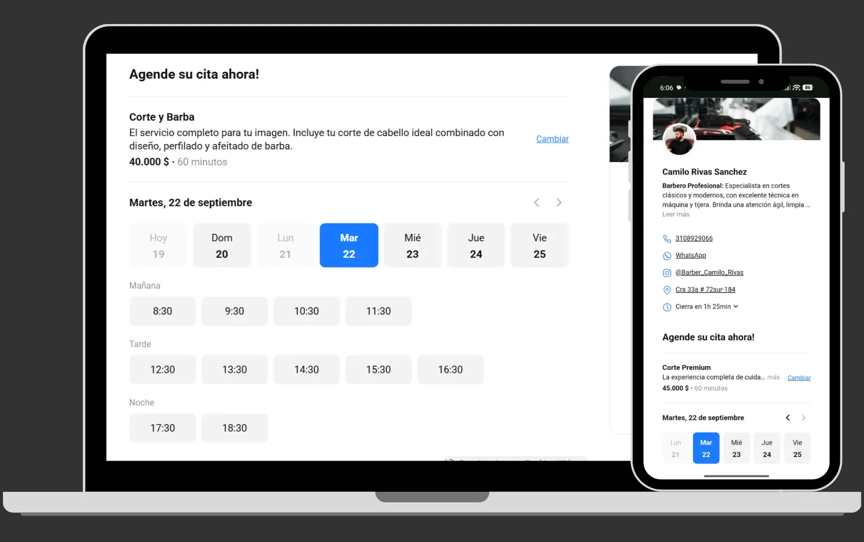 Sistema de agendamiento de citas para barberos, centros de belleza, profesionales y mas hecho por agencia de diseño web sodecompany
